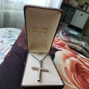 Cathedral antique cross pendant Necklace NOS